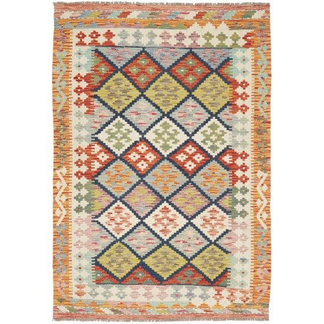 Tappeto Kilim Afghanistan Geometrico Variopinto 125x184 Cm