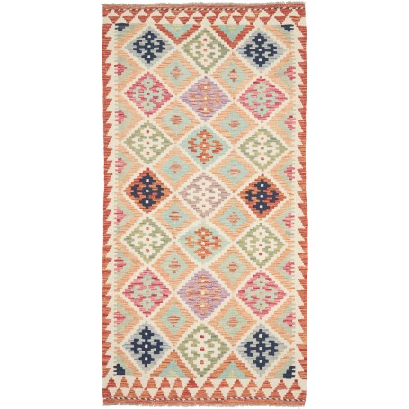 Tappeto Kilim Afghanistan Geometrico Crema Pastello 99x200 C