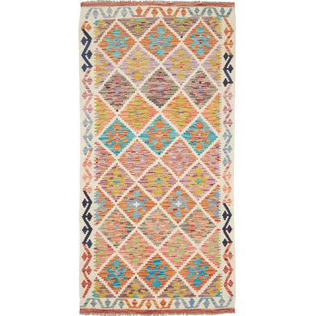 Tappeto Kilim Afghanistan Geometrico Avorio Multicolore 99x1