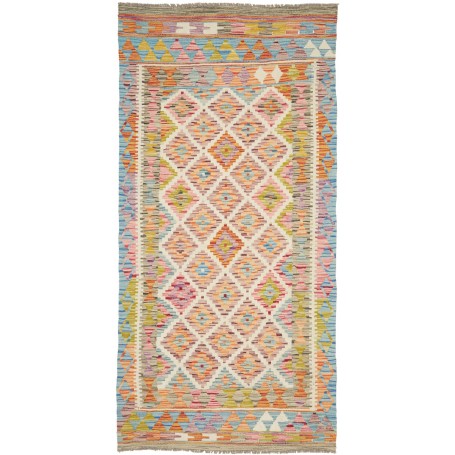 Tappeto Kilim Afghanistan Astratto Multicolore Vivace 102x20