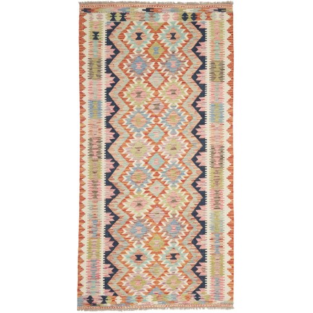 Tappeto Kilim Afghanistan Geometrico Multicolore Arancione 1