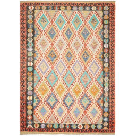 Tappeto Kilim Afghanistan Geometrico Multicolore Terracotta
