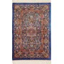Tappeto Ghom Seta Persia Medaglione Blu Petrolio Rosso 80x11
