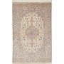Tappeto Ghom Seta Persia Floreale Crema Blu 100x153 cm