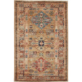 Tappeto Kazak Fine Pakistan Geometrico Marrone Azzurro 81x12