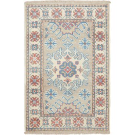 Tappeto Kazak Afghanistan Geometrico Beige Azzurro 57x89 Cm