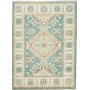 Tappeto Kazak Afghanistan Medaglione Azzurro Crema 61x90 Cm