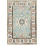 Tappeto Kazak Afghanistan Geometrico Grigio Azzurro Corallo