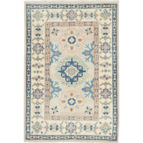 Tappeto Kazak Afghanistan Medaglione Beige Blu 60x85 Cm