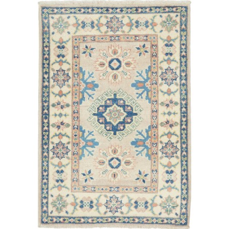 Tappeto Kazak Afghanistan Medaglione Beige Blu 60x85 Cm