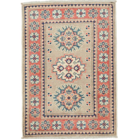 Tappeto Kazak Afghanistan Astratto Beige Corallo Blu 64x90 C