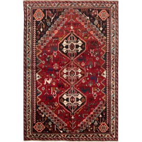 Tappeto Medaglione Rosso Nero 173x257 Cm