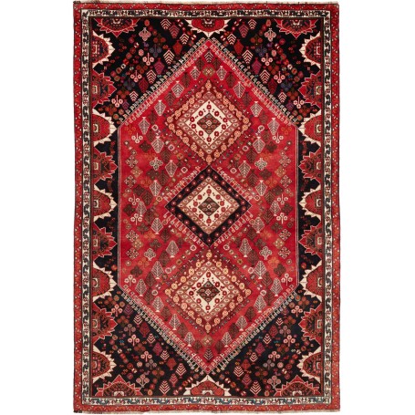 Tappeto Shiraz Persia Geometrico Rosso Nero 176x270 Cm
