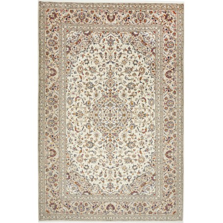 Tappeto Kashan Persia Medaglione Avorio Blu 202x308 Cm