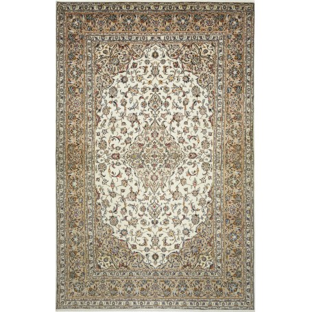 Tappeto Kashan Persia Medaglione Avorio Beige 198x312 Cm