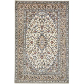 Tappeto Kashan Persia Medaglione Crema Blu 198x300 Cm