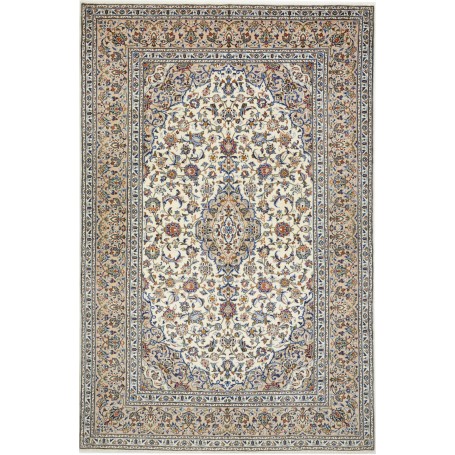 Tappeto Kashan Persia Medaglione Crema Blu 198x300 Cm