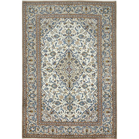 Tappeto Kashan Persia Medaglione Avorio Blu 200x293 Cm