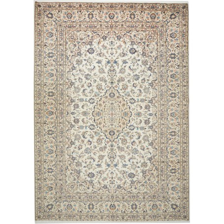 Tappeto Kashan Persia Medaglione Avorio Blu 240x340 Cm