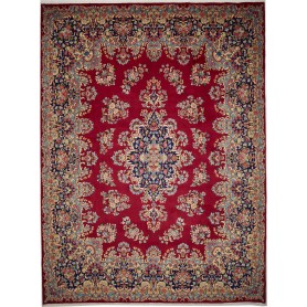 Tappeto Kerman Persia Medaglione Rosso Blu 306x407 Cm