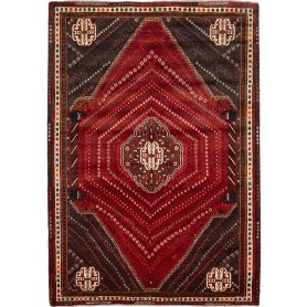 Tappeto Shiraz Persia Geometrico Rosso Nero 180x260 Cm