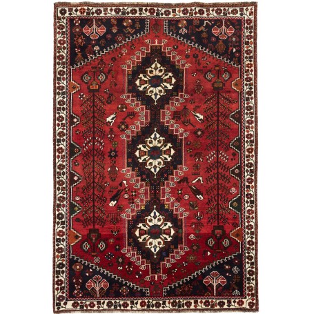 Tappeto Shiraz Persia Geometrico Rosso Blu 173x259 Cm