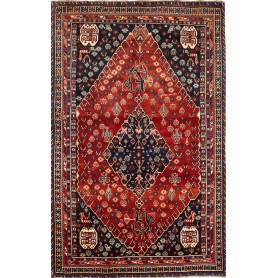 Tappeto Shiraz Persia Medaglione Rosso Blu 170x272 Cm