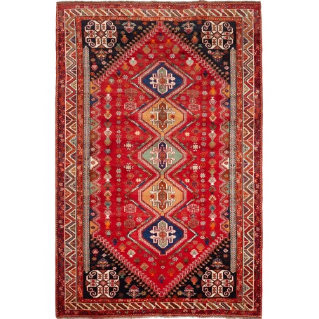 Tappeto Shiraz Persia Geometrico Rosso Blu 178x270 Cm