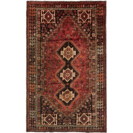 Tappeto Shiraz Persia Astratto Rosso Marrone 165x268 Cm