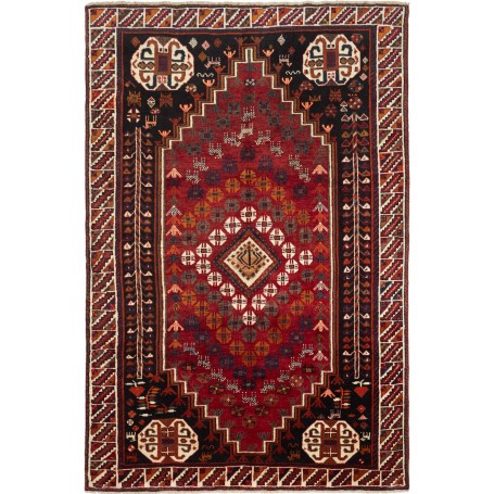 Tappeto Shiraz Persia Geometrico Rosso Nero 170x255 Cm