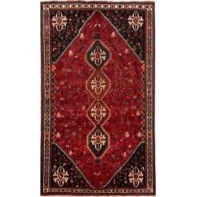 Tappeto Shiraz Persia Medaglione Rosso Nero 163x275 Cm