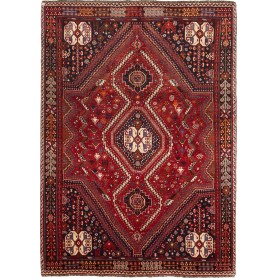 Tappeto Shiraz Persia Geometrico Rosso Blu Scuro 163x225 Cm