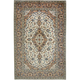 Tappeto Kashan Persia Medaglione Beige Blu 200x308 Cm