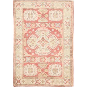 Tappeto Kazak Afghanistan Geometrico Salmone E Crema 100x145