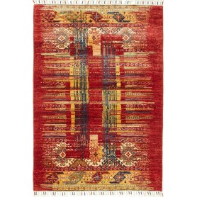 Tappeto Siva Pakistan Geometrico Rosso Ocra 94x150 Cm