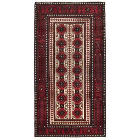 Tappeto Baluch Persia Geometrico Rosso Scuro Nero 101x193 Cm