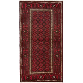 Tappeto Baluch Persia Geometrico Rosso Scuro Marrone 109x211