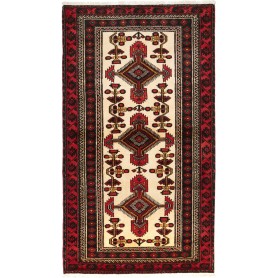 Tappeto Baluch Persia Astratto Rosso Crema 108x194 Cm