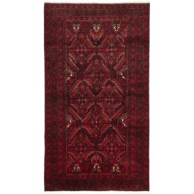 Tappeto Baluch Persia Geometrico Rosso Bordeaux Nero 104x190
