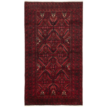 Tappeto Baluch Persia Geometrico Rosso Bordeaux Nero 104x190