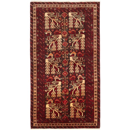Tappeto Baluch Persia Astratto Rosso Blu 102x190 Cm