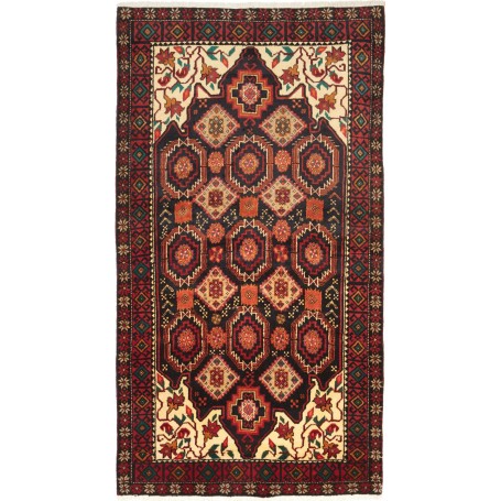 Tappeto Baluch Persia Geometrico Blu Scuro Rosso 104x194 Cm