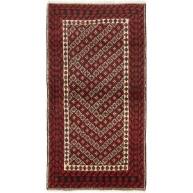 Tappeto Baluch Persia Astratto Rosso Scuro Nero 98x188 Cm