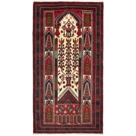 Tappeto Baluch Persia Astratto Crema Rosso 108x208 Cm