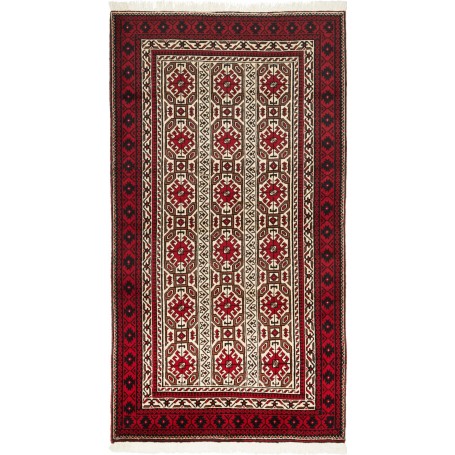Tappeto Baluch Persia Astratto Rosso Crema 98x185 Cm
