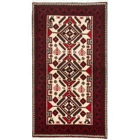 Tappeto Baluch Persia Geometrico Crema Rosso 97x180 Cm