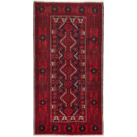 Tappeto Baluch Persia Geometrico Rosso Blu Notte 106x205 Cm