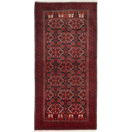 Tappeto Baluch Persia Astratto Rosso Scuro Blu Notte 100x205