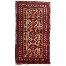 Tappeto Baluch Persia Geometrico Beige Rosso 96x181 Cm