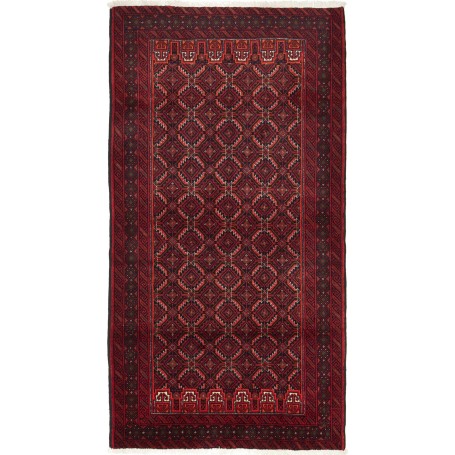 Tappeto Baluch Persia Geometrico Rosso Bordeaux 110x207 Cm